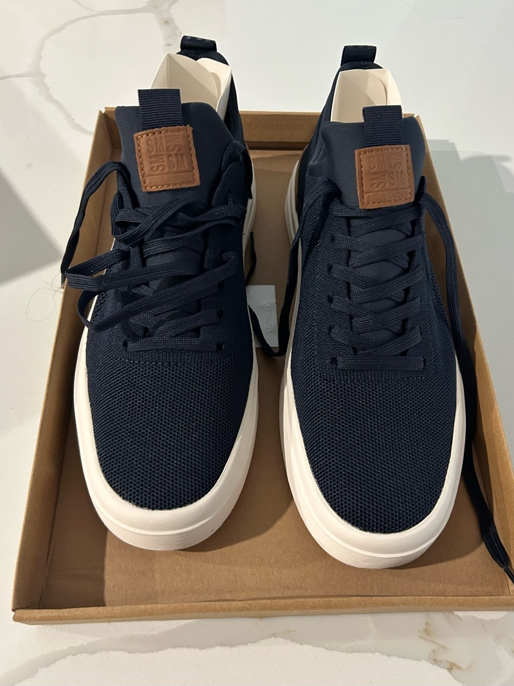Men's Knit Lace-Up Sneakers - Navy